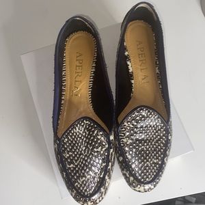 APERLAI PARIS | Blue tan and black snake skin flats | EUR 38